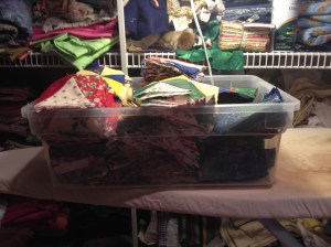 full tote of quilt parts 