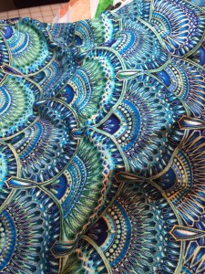 This is the fabric that I started with. Fussy cut to make the first Hexie.